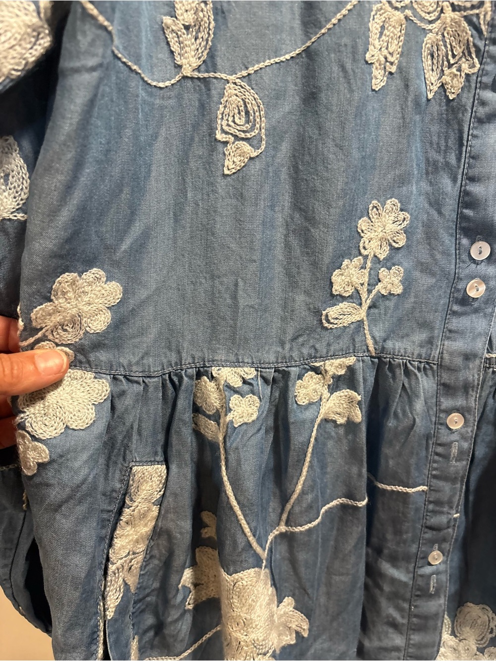 NorthStyle XL Embroidered Button-Front Tunic Dress, boutique, bohemian, feminine - Picture 5 of 9
